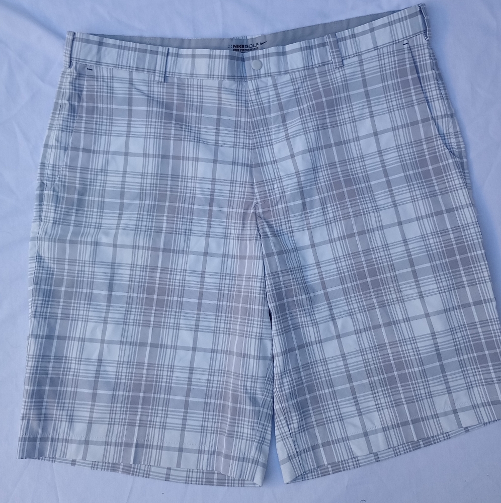 Nike Gray Plaid Shorts Summer Party Golfer Casual Preppy Old Money Performance